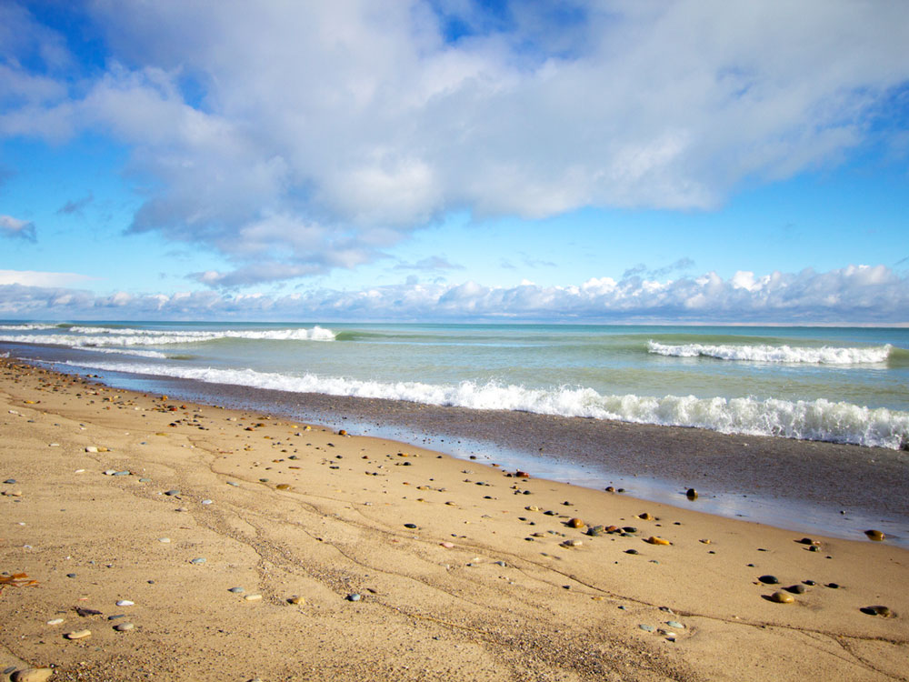 Sandy beach along Great Lakes in Michigan