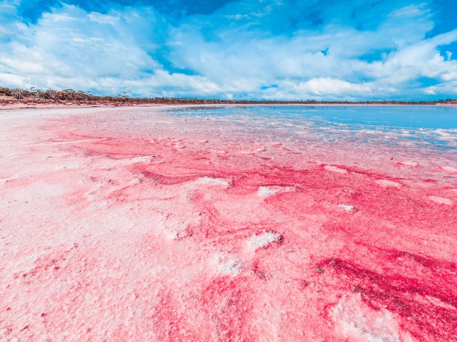 Aerial view of Australia's Pink Lakes