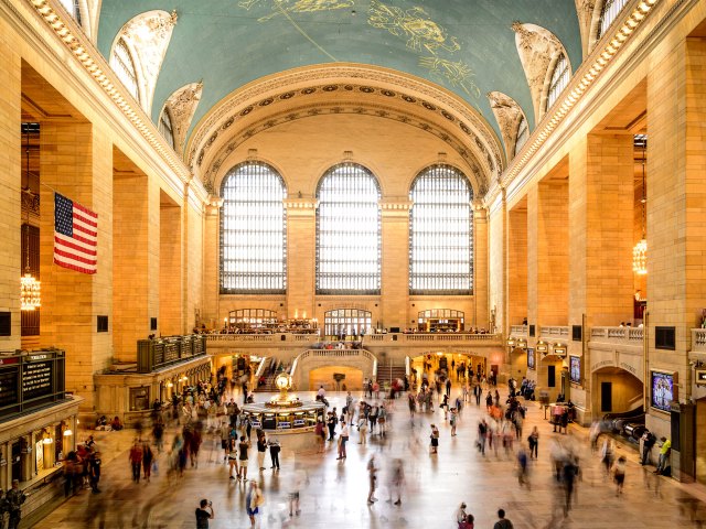 Commuters inside Grand Central Terminal in New York City