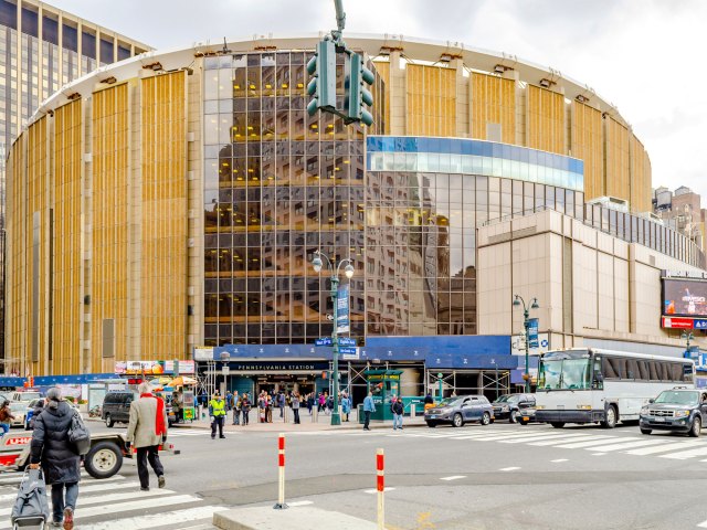 Exterior of Madison Square Garden in Manhattan, New York City