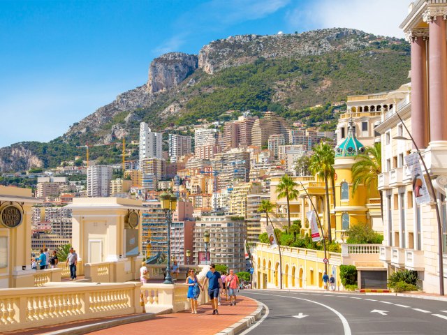 Pedestrians on the steep winding streets of Monaco