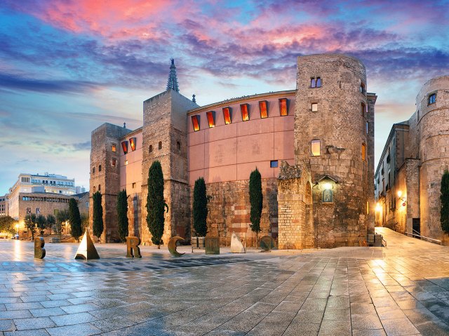 Historic structure in the Gothic Quarter in Barcelona, Spain