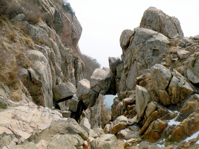 View of Mount Tai's Immortal Bridge in China