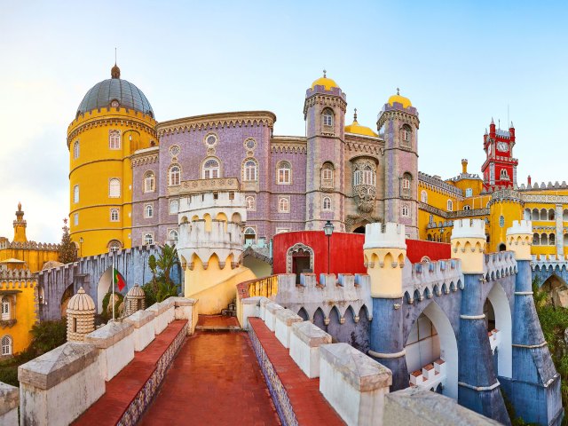 Colorful facade of Pena Palace in Portugal