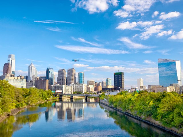 Downtown Philadelphia skyline and Schuylkill River