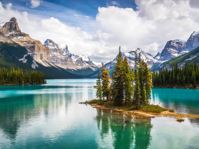 Mountains and lake outside of Jasper, Alberta