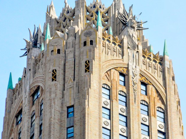 Close-up of General Electric Tower in New York City