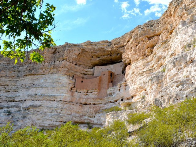 Montezuma Castle carved into rock in Arizona