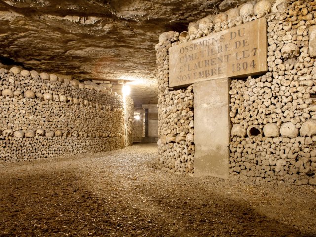 Remains inside Catacombs of Paris