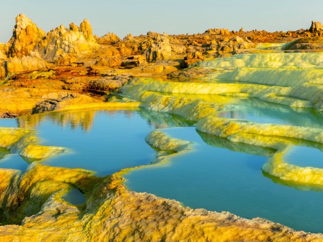 Acidic ponds of the Dallol Volcano in Ethiopia 