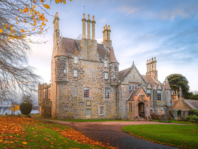 Castle in Edinburgh, Scotland, during autumn