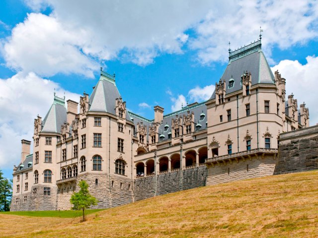 Ornate facade of the Biltmore Estate in Asheville, North Carolina