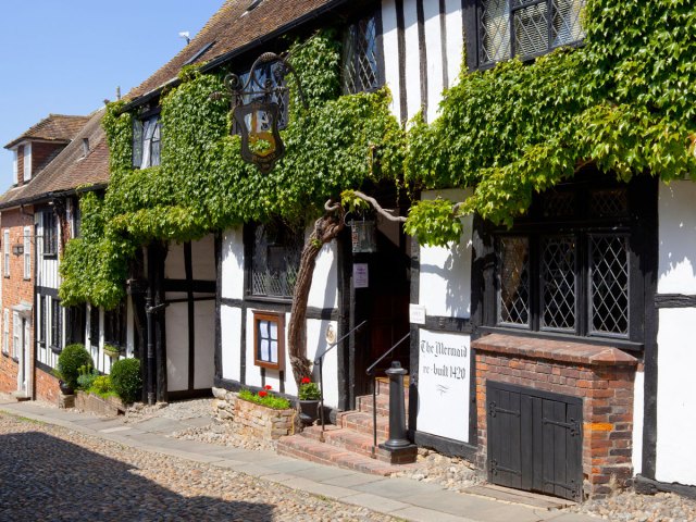 Ivy-covered entrance to the Mermaid Inn in Rye, England