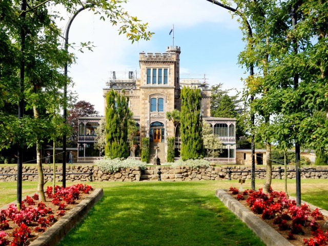 Gardens in front of Larnach Castle in New Zealand