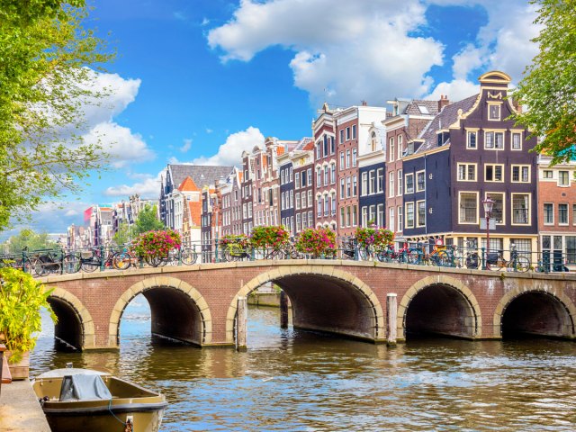 Bridge over canal in Amsterdam, the Netherlands