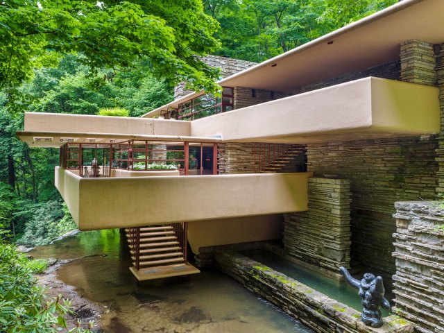 Exterior of Frank Lloyd Wright's Fallingwater home in Pennsylvania