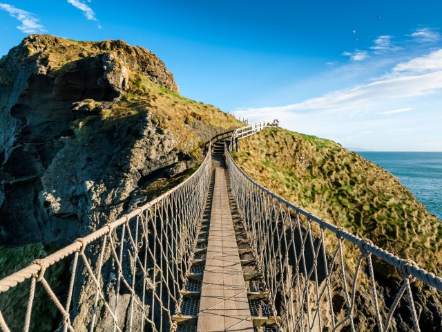 Narrow bridge of Carrick-a-Rede along Northern Ireland coast