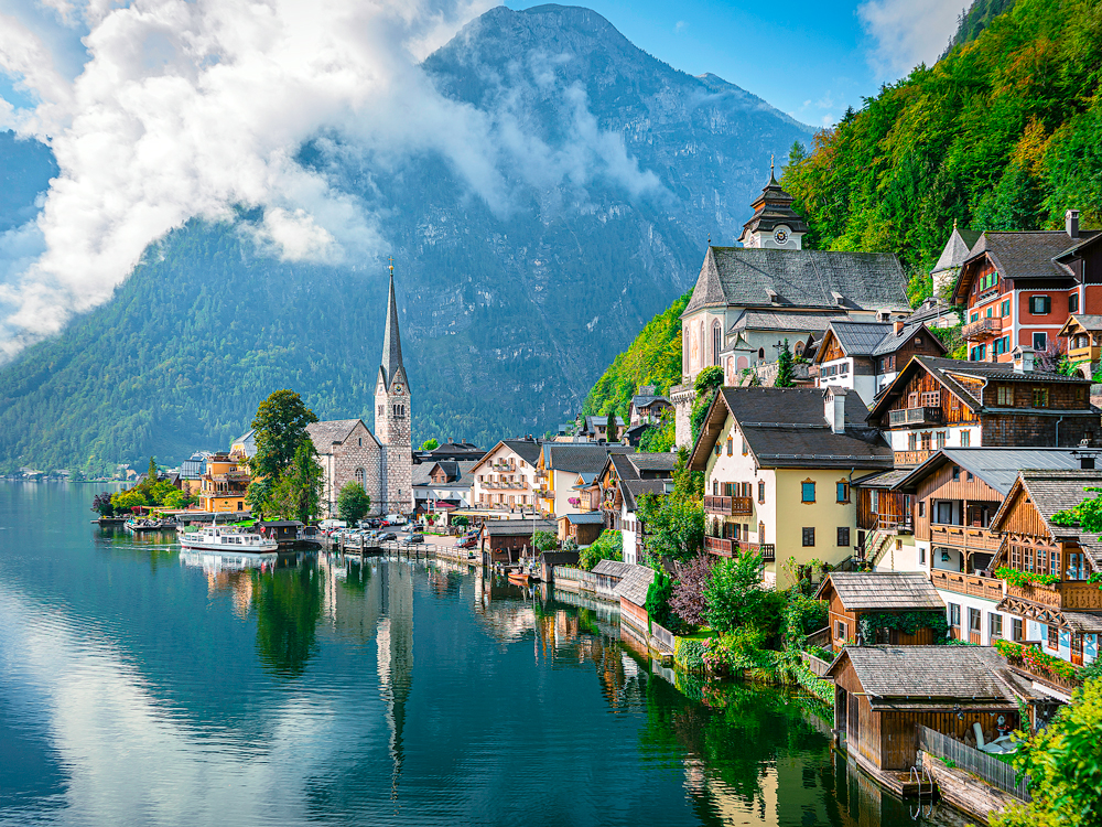 Storybook lakefront village of Hallstatt, Austria 