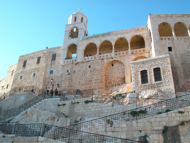 Steps leading up to Mar Sarkis monastery in Syria