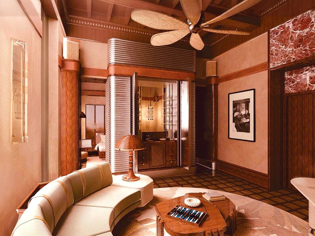 Art deco-inspired guest room at Orient Express La Minerva in Rome